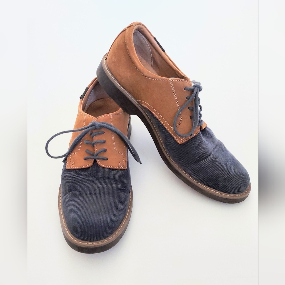 GH Bass & Co Patterson Mens Shoes Size 8M Blue Tan Oxford Bucks Leather Fabric